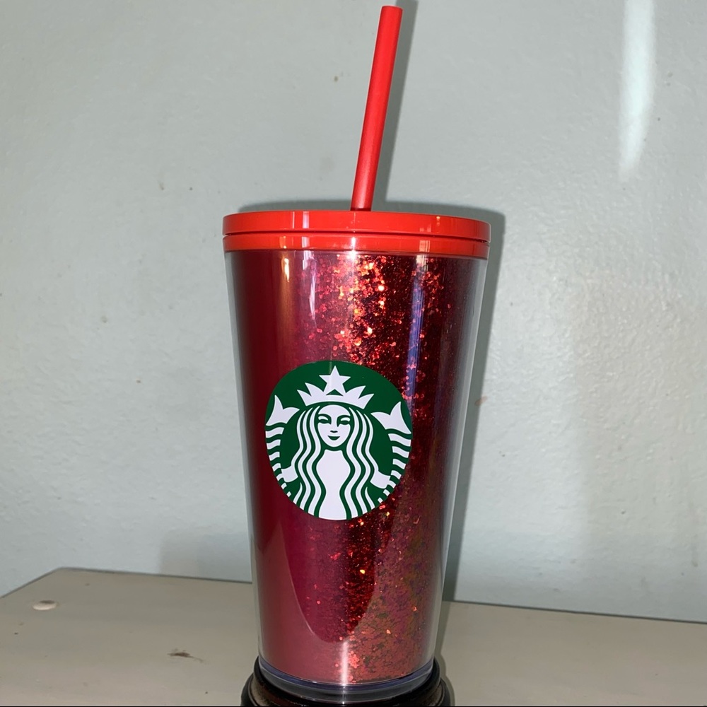 Starbucks 2020 Holiday Exclusive Ombré Glitter Cold Cup Tumbler Red 16oz